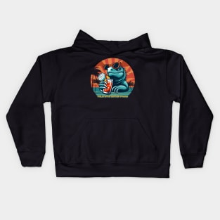 Galapagos marine iguana drinking juice and enjoying summer Kids Hoodie